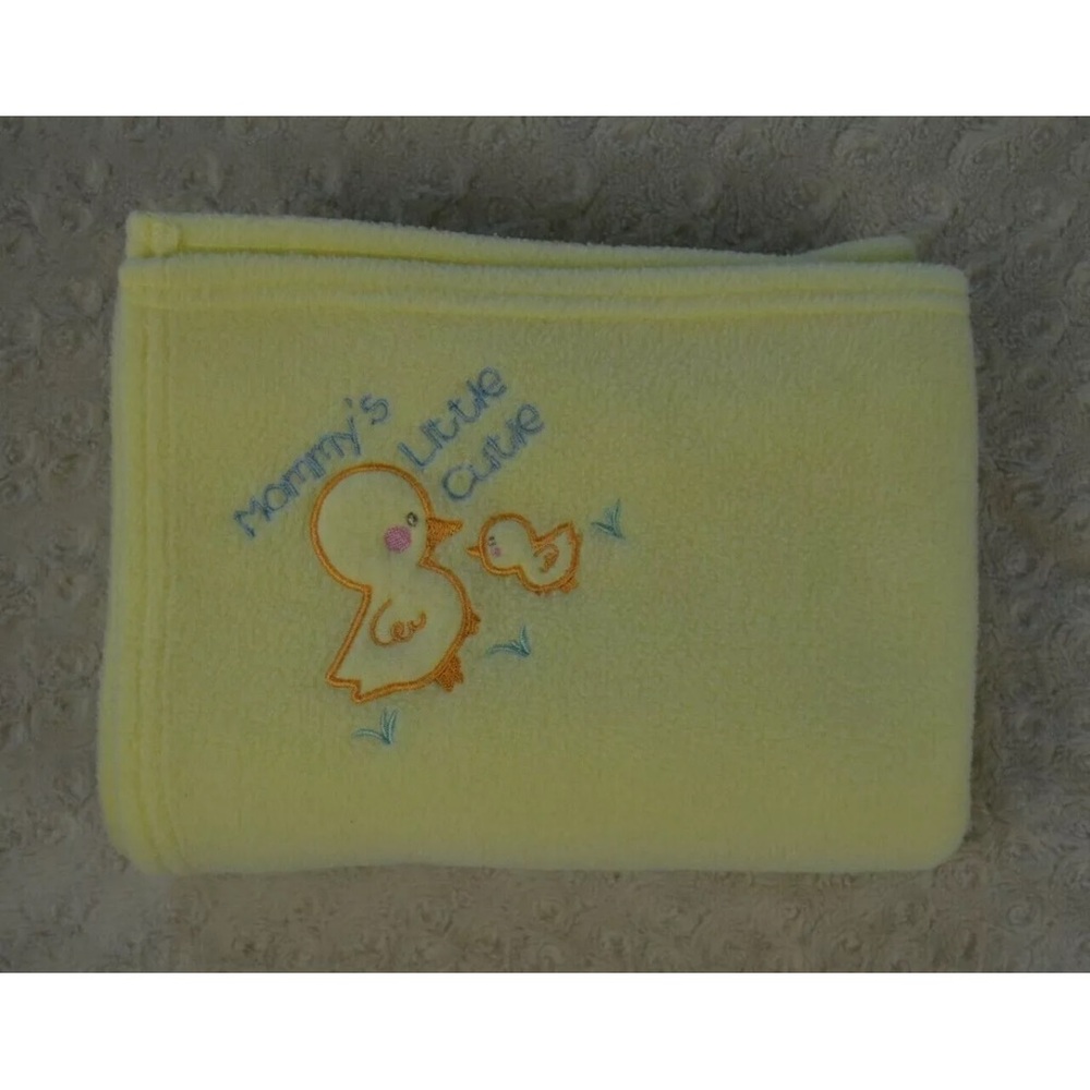Fisher Price Mommy's Little Cutie Duck Baby Blanket Yellow Fleece Blue Orange